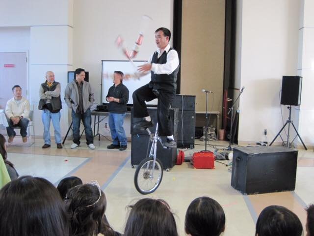 Magic show with a live dove